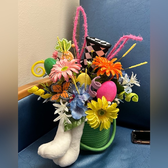 SOLD! Whimsical Easter bunny napping in the wild flowers. - Picture 1 of 1